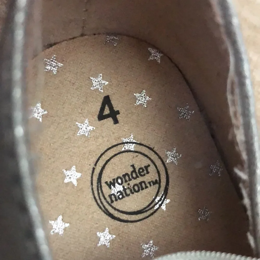 WONDER NATION Silver Slip on Shoes Size 4